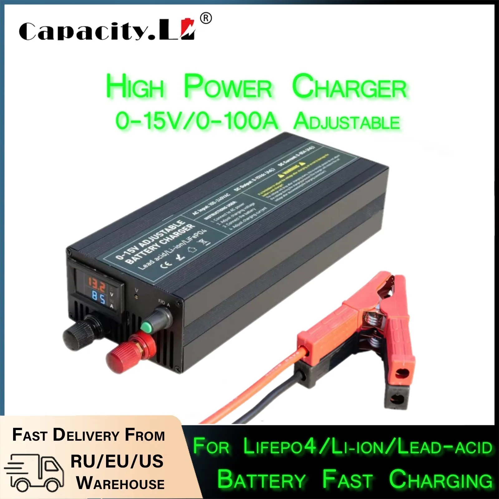 84V 20A Smart Charger - Carregador de Bateria Ajustável 60A100A CC