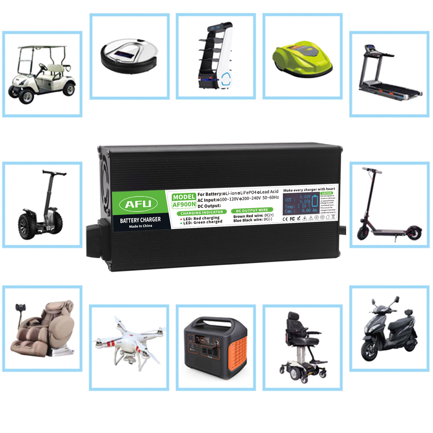 84V 20A Smart Charger - Carregador de bateria lifepo4 58.4v 15a